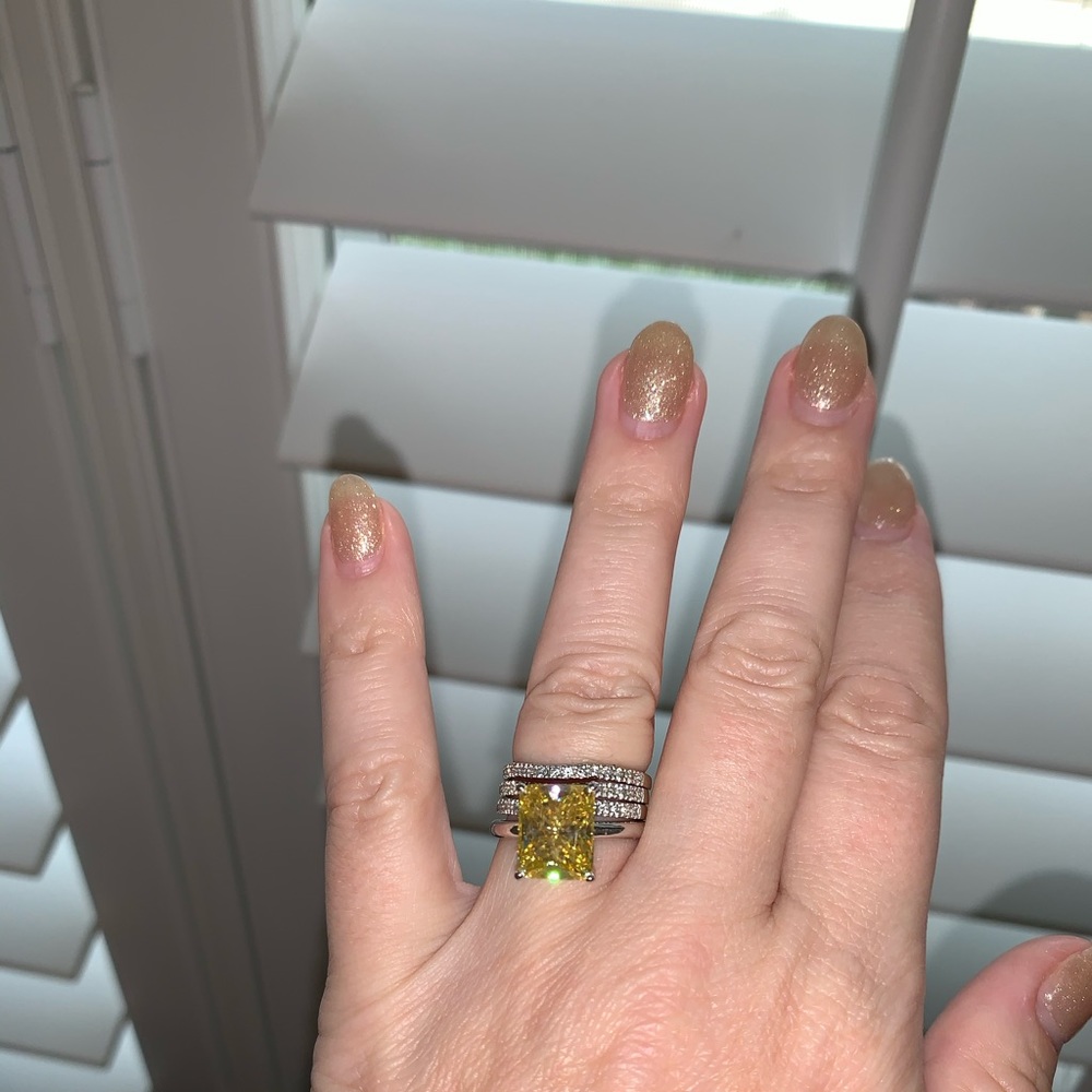 4ct yellow diamond moissanite engagement ring